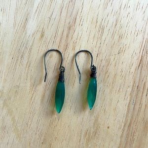 Green chalcedony drop earrings